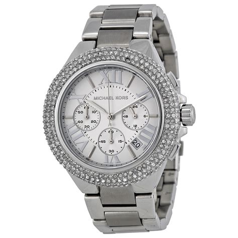 michael kors silver rhinestone watch|michael kors camille watch.